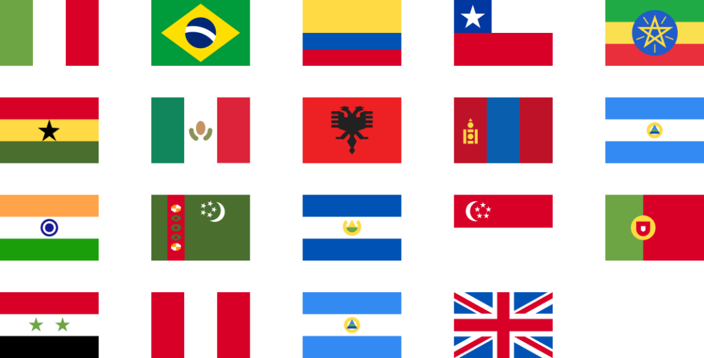 Grid of national flags for the countries our faculty and staff come from